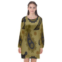 Floral Pattern Paisley Style Paisley Print  Doodle Background Long Sleeve Chiffon Shift Dress  by Eskimos