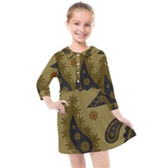 Floral Pattern Paisley Style Paisley Print  Doodle Background Kids  Quarter Sleeve Shirt Dress by Eskimos