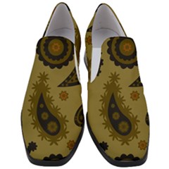 Floral Pattern Paisley Style Paisley Print  Doodle Background Women Slip On Heel Loafers by Eskimos