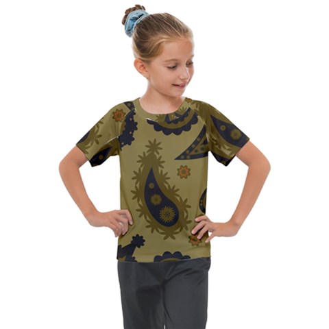 Floral Pattern Paisley Style Paisley Print  Doodle Background Kids  Mesh Piece Tee by Eskimos