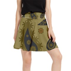 Floral Pattern Paisley Style Paisley Print  Doodle Background Waistband Skirt by Eskimos