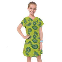 Floral Pattern Paisley Style Paisley Print  Doodle Background Kids  Drop Waist Dress by Eskimos