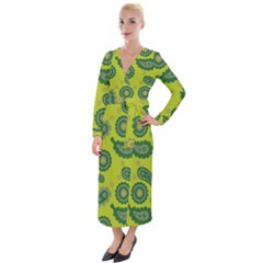 Floral Pattern Paisley Style Paisley Print  Doodle Background Velvet Maxi Wrap Dress by Eskimos