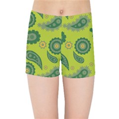 Floral Pattern Paisley Style Paisley Print  Doodle Background Kids  Sports Shorts by Eskimos