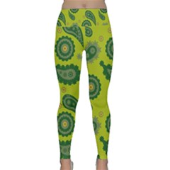 Floral Pattern Paisley Style Paisley Print  Doodle Background Lightweight Velour Classic Yoga Leggings by Eskimos