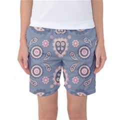 Floral Folk Damask Pattern Fantasy Flowers Floral Geometric Fantasy Women s Basketball Shorts by Eskimos