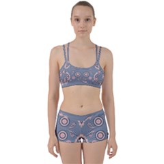 Floral Folk Damask Pattern Fantasy Flowers Floral Geometric Fantasy Perfect Fit Gym Set by Eskimos