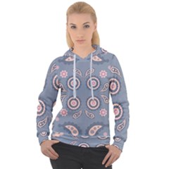 Floral Folk Damask Pattern Fantasy Flowers Floral Geometric Fantasy Women s Overhead Hoodie by Eskimos