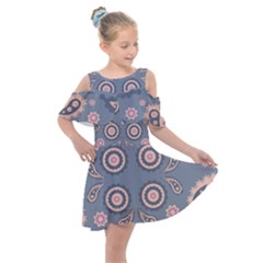 Floral Folk Damask Pattern Fantasy Flowers Floral Geometric Fantasy Kids  Shoulder Cutout Chiffon Dress by Eskimos