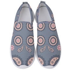 Floral Folk Damask Pattern Fantasy Flowers Floral Geometric Fantasy Men s Slip On Sneakers by Eskimos