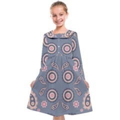 Floral Folk Damask Pattern Fantasy Flowers Floral Geometric Fantasy Kids  Midi Sailor Dress by Eskimos