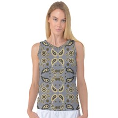 Floral Folk Damask Pattern Fantasy Flowers Floral Geometric Fantasy Women s Basketball Tank Top by Eskimos