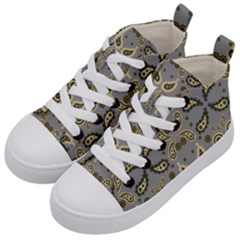 Floral Folk Damask Pattern Fantasy Flowers Floral Geometric Fantasy Kids  Mid-top Canvas Sneakers by Eskimos