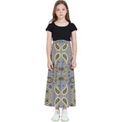 Floral Folk Damask Pattern Fantasy Flowers Floral Geometric Fantasy Kids  Flared Maxi Skirt by Eskimos