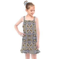 Floral Folk Damask Pattern Fantasy Flowers Floral Geometric Fantasy Kids  Overall Dress by Eskimos