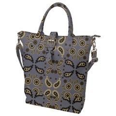 Floral Folk Damask Pattern Fantasy Flowers Floral Geometric Fantasy Buckle Top Tote Bag by Eskimos