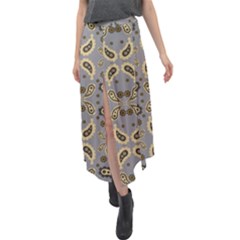 Floral Folk Damask Pattern Fantasy Flowers Floral Geometric Fantasy Velour Split Maxi Skirt by Eskimos