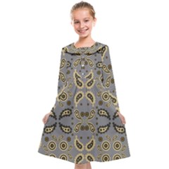 Floral Folk Damask Pattern Fantasy Flowers Floral Geometric Fantasy Kids  Midi Sailor Dress by Eskimos