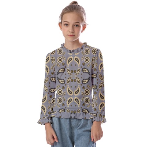 Floral Folk Damask Pattern Fantasy Flowers Floral Geometric Fantasy Kids  Frill Detail Tee by Eskimos