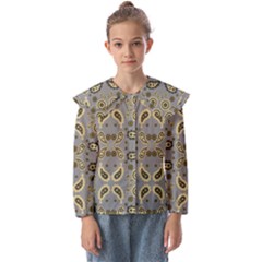 Floral Folk Damask Pattern Fantasy Flowers Floral Geometric Fantasy Kids  Peter Pan Collar Blouse by Eskimos