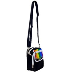 Gay Pride Flag Rainbow Drip On Black Blank Black For Designs Shoulder Strap Belt Bag by VernenInk