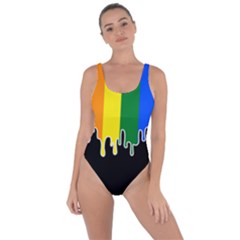 Gay Pride Flag Rainbow Drip On Black Blank Black For Designs Bring Sexy Back Swimsuit by VernenInk