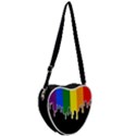 Gay Pride Flag Rainbow Drip On Black Blank Black For Designs Heart Shoulder Bag View2