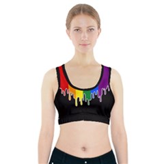 Gay Pride Flag Rainbow Drip On Black Blank Black For Designs Sports Bra With Pocket by VernenInk