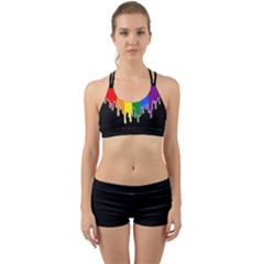 Gay Pride Flag Rainbow Drip On Black Blank Black For Designs Back Web Gym Set by VernenInk