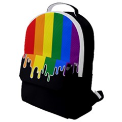 Gay Pride Flag Rainbow Drip On Black Blank Black For Designs Flap Pocket Backpack (small) by VernenInk