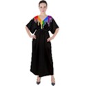 Gay Pride Flag Rainbow Drip On Black Blank Black For Designs V-Neck Boho Style Maxi Dress View1