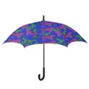 Pink Tigers On A Blue Background Hook Handle Umbrellas (Large) View3