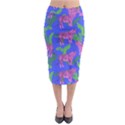 Pink Tigers On A Blue Background Midi Pencil Skirt View1