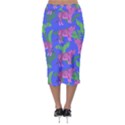 Pink Tigers On A Blue Background Midi Pencil Skirt View2