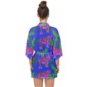 Pink Tigers On A Blue Background Half Sleeve Chiffon Kimono View2