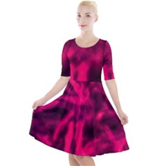 Purple Abstract Stars Quarter Sleeve A-line Dress by DimitriosArt