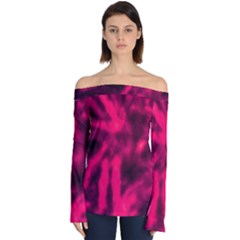 Purple Abstract Stars Off Shoulder Long Sleeve Top by DimitriosArt