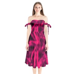 Purple Abstract Stars Shoulder Tie Bardot Midi Dress by DimitriosArt