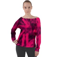 Purple Abstract Stars Off Shoulder Long Sleeve Velour Top by DimitriosArt