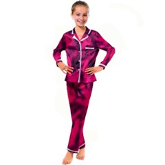 Purple Abstract Stars Kid s Satin Long Sleeve Pajamas Set