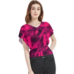 Purple Abstract Stars Butterfly Chiffon Blouse