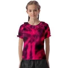 Purple Abstract Stars Kids  Frill Chiffon Blouse