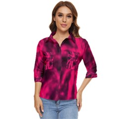 Purple Abstract Stars Women s Quarter Sleeve Pocket Shirt