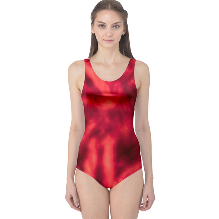 Cadmium Red Abstract Stars One Piece Swimsuit