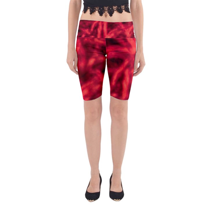 Cadmium Red Abstract Stars Yoga Cropped Leggings