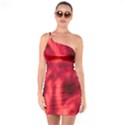 Cadmium Red Abstract Stars One Soulder Bodycon Dress View1