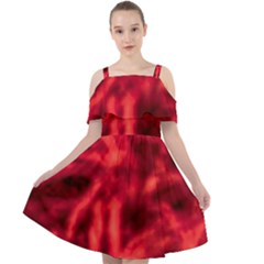 Cadmium Red Abstract Stars Cut Out Shoulders Chiffon Dress by DimitriosArt