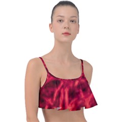 Cadmium Red Abstract Stars Frill Bikini Top by DimitriosArt