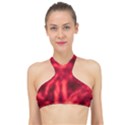 Cadmium Red Abstract Stars High Neck Bikini Top View1