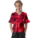 Cadmium Red Abstract Stars Kids  V-Neck Horn Sleeve Blouse View1